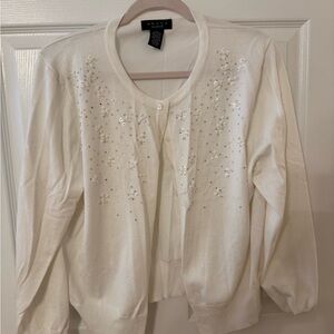 Grace White Cardigan with Embellished Details